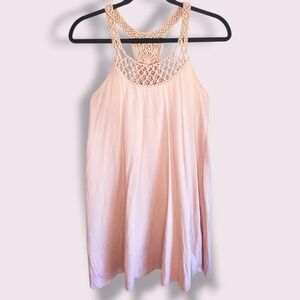 Billabong Women's‎ Pink Macrame Racerback Tank Dress S/P Cotton Modal